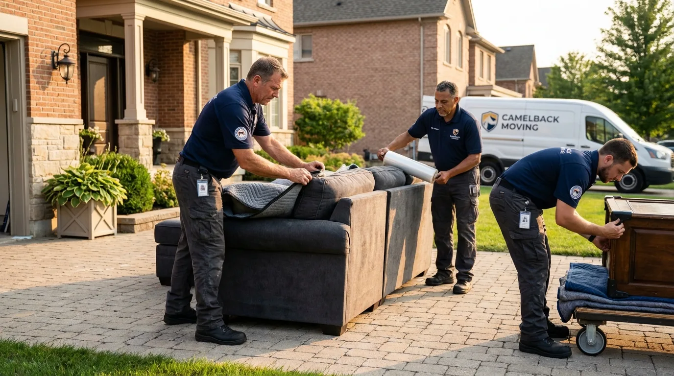Large estate moving crew wrapping furniture in Coloma, MI